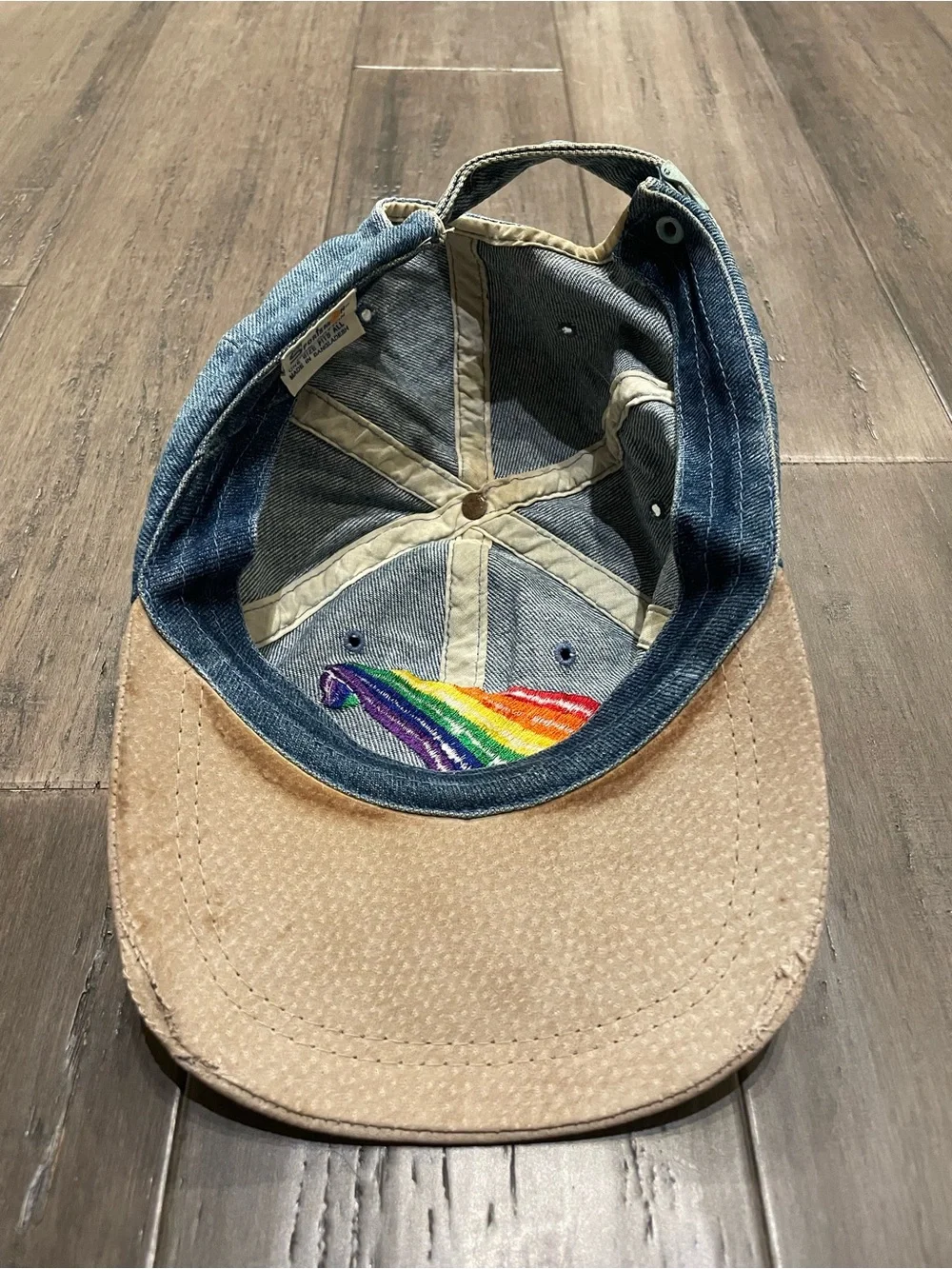 Vintage 90s Rainbow Gay Pride Denim Hat LGBTQ Embroidered Strapback Cap